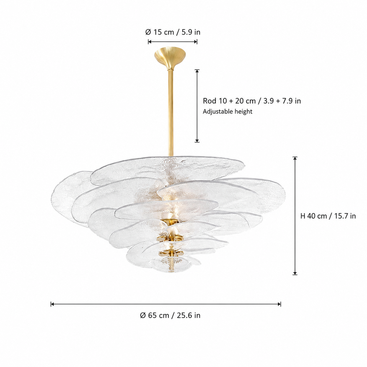 Petal Cascade Artisan Murano Chandelier 21.7"-39.4"
