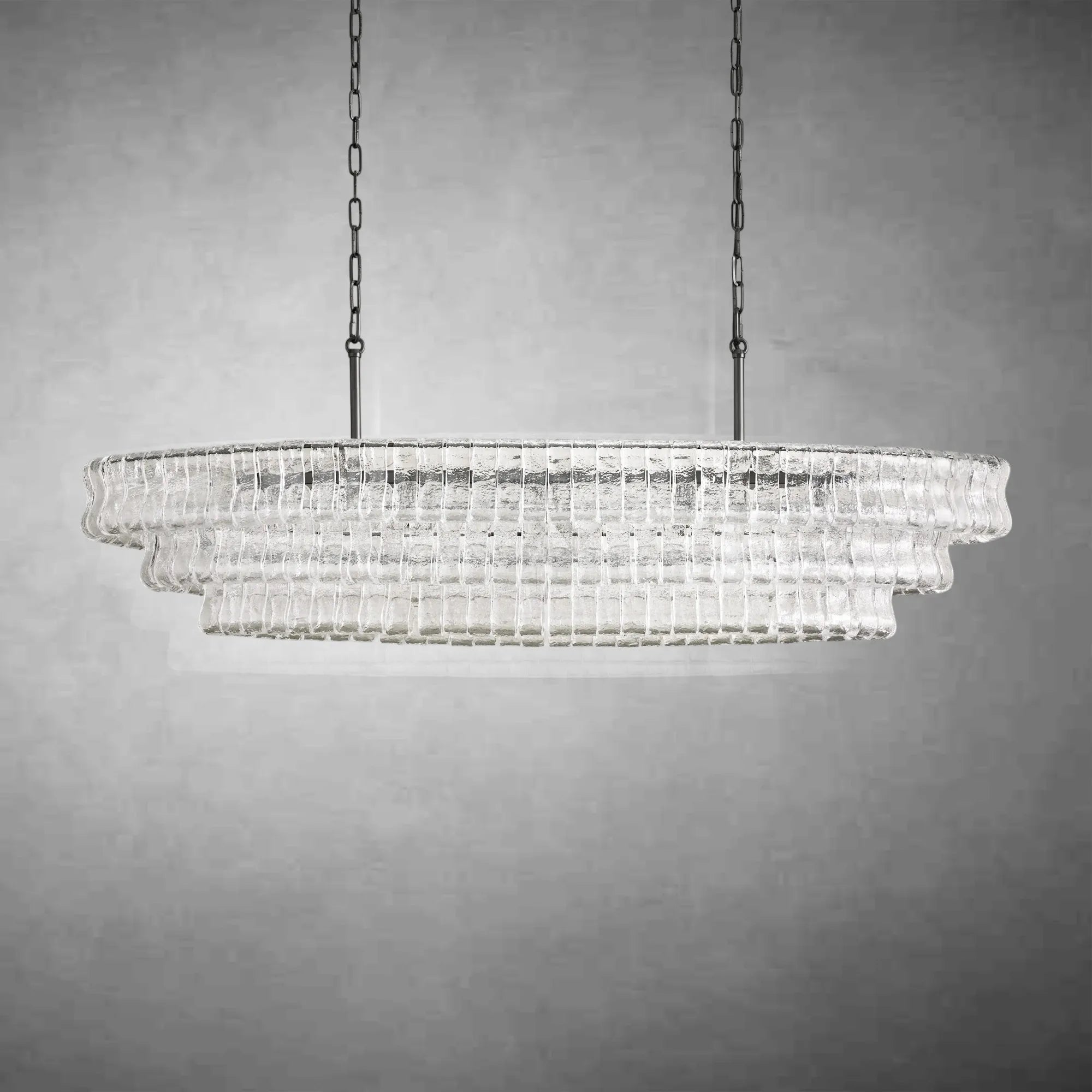 Ghiaccio Art Glass Oval Chandelier