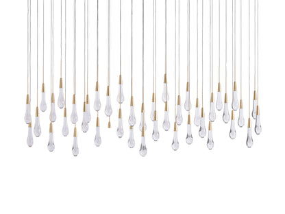 Modern Cascade Raindrop Linear Crystal Chandelier for Dining Room/Kitchen Island