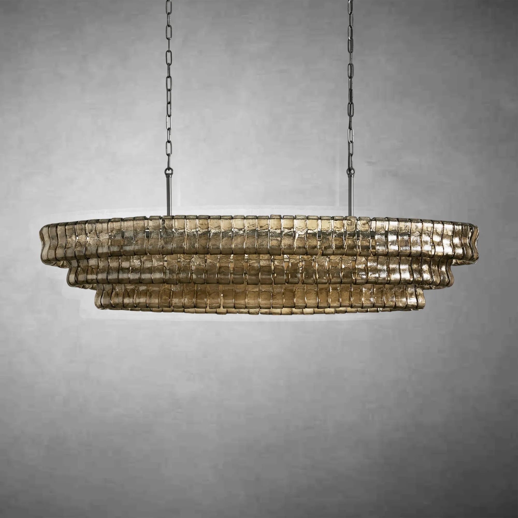 Ghiaccio Art Glass Oval Chandelier