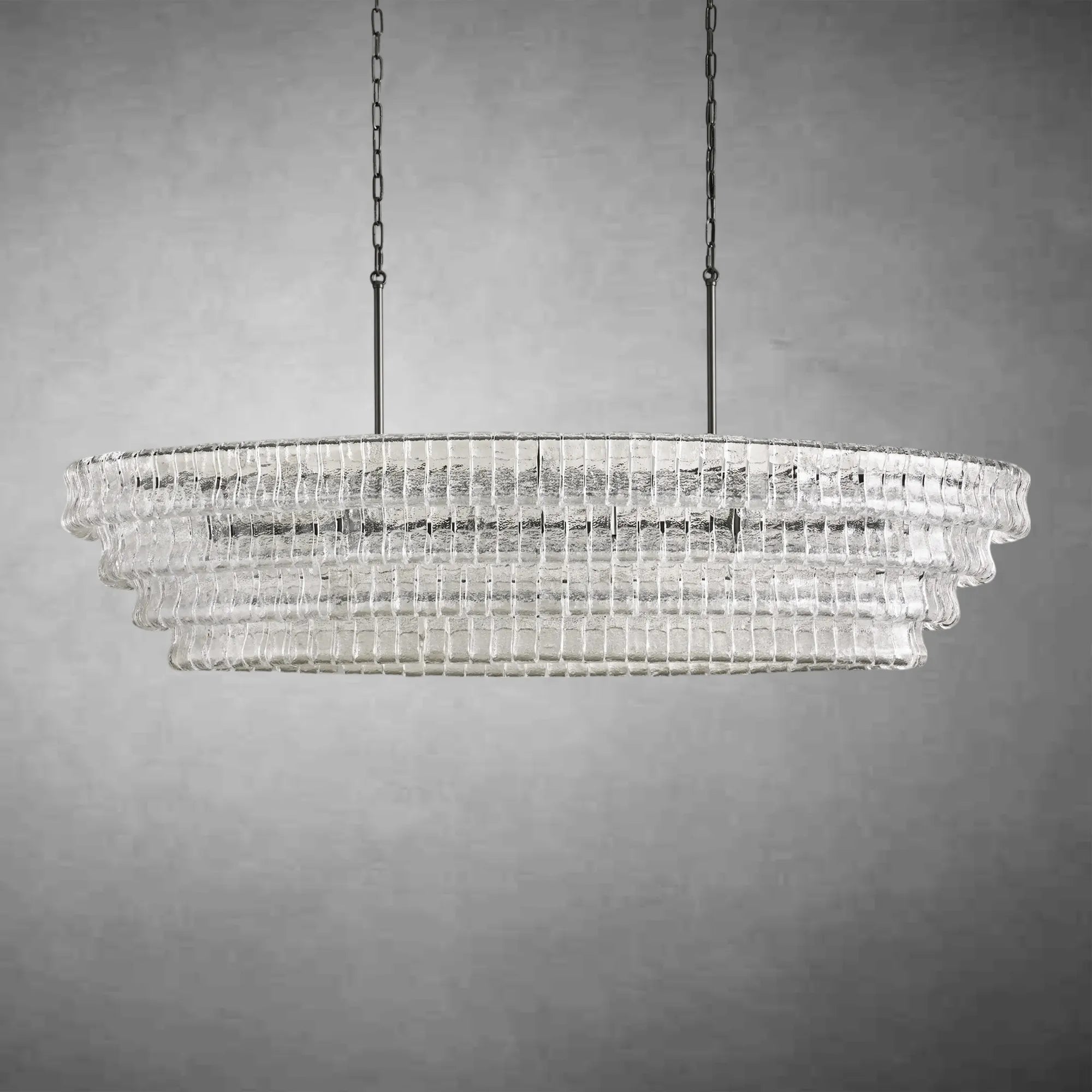 Ghiaccio Art Glass Oval Chandelier