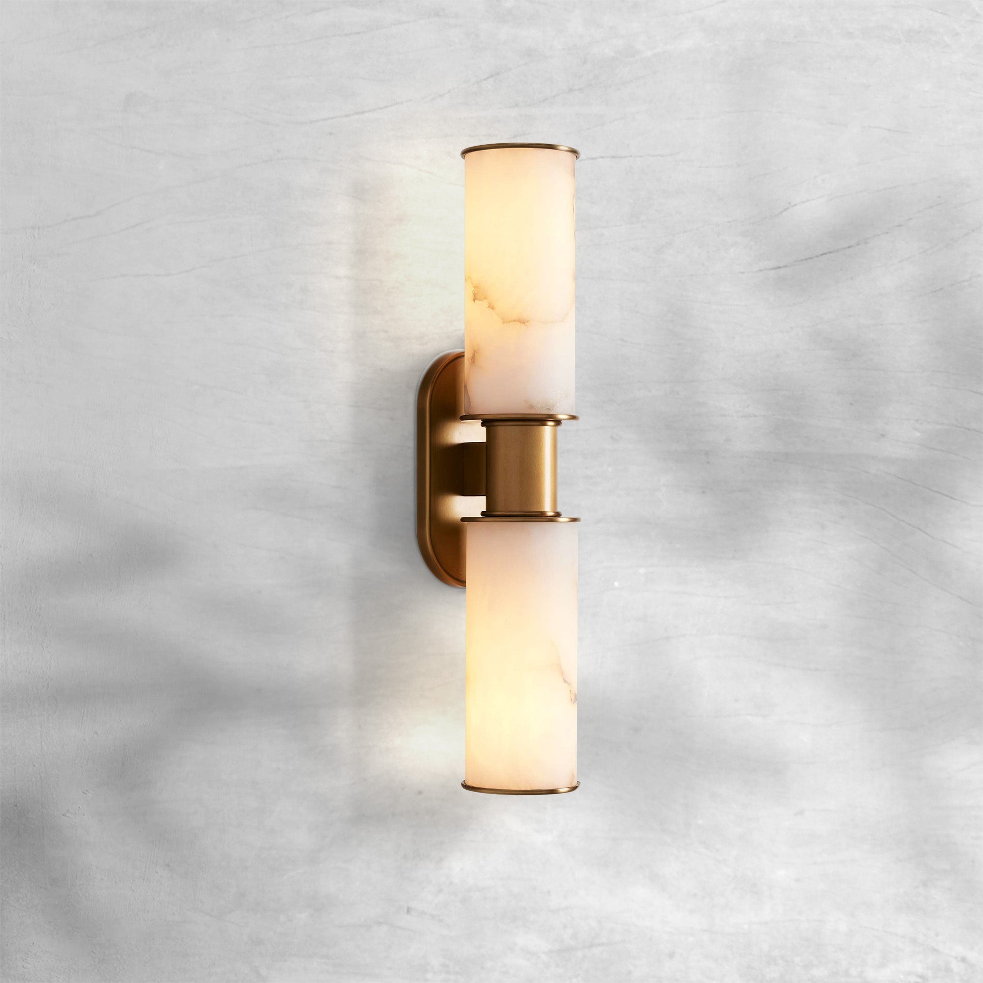 Harlin Alabaster 2-Light Wall Sconce with Brass, Bronze, Nickel Finishes