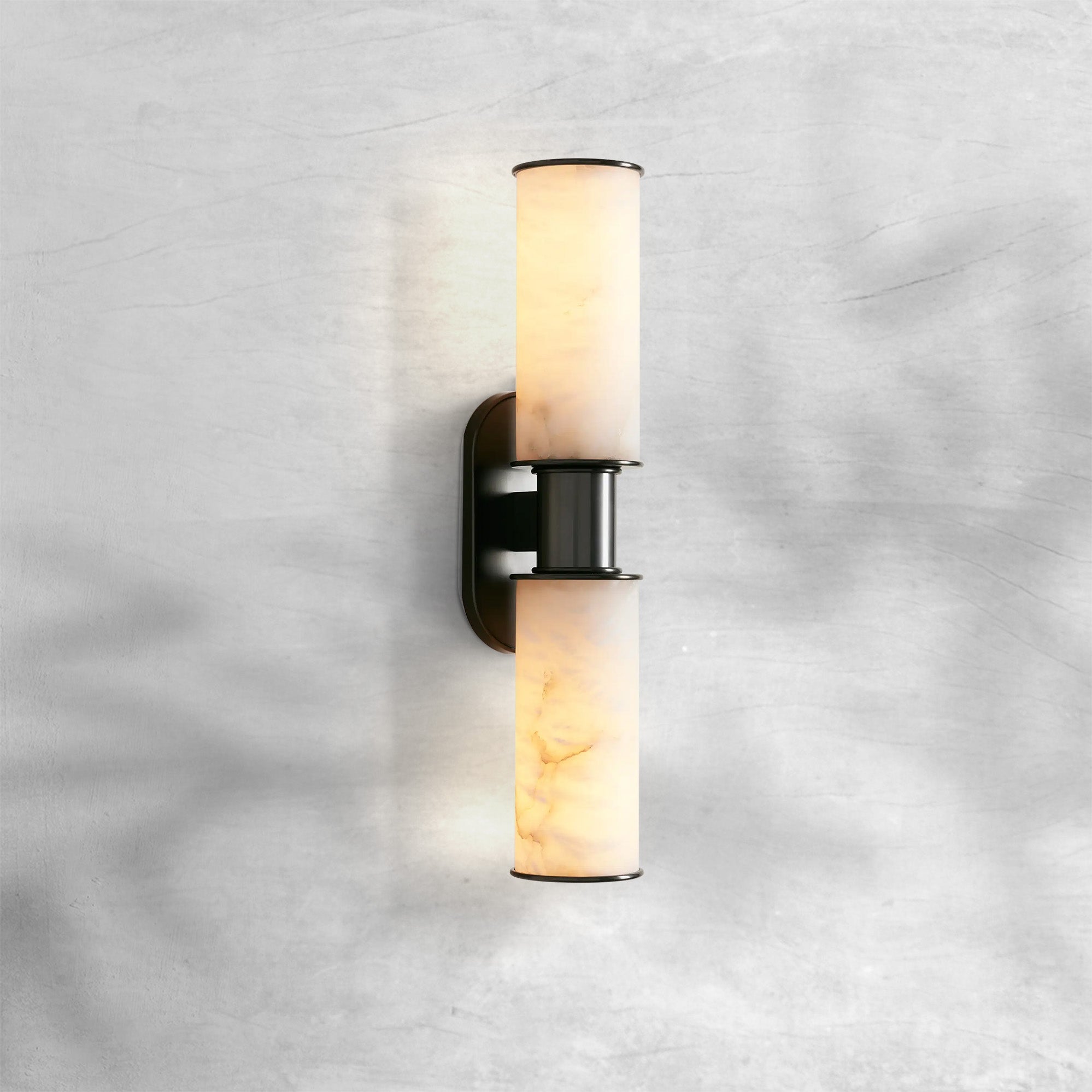 Harlin Alabaster 2-Light Wall Sconce with Brass, Bronze, Nickel Finishes