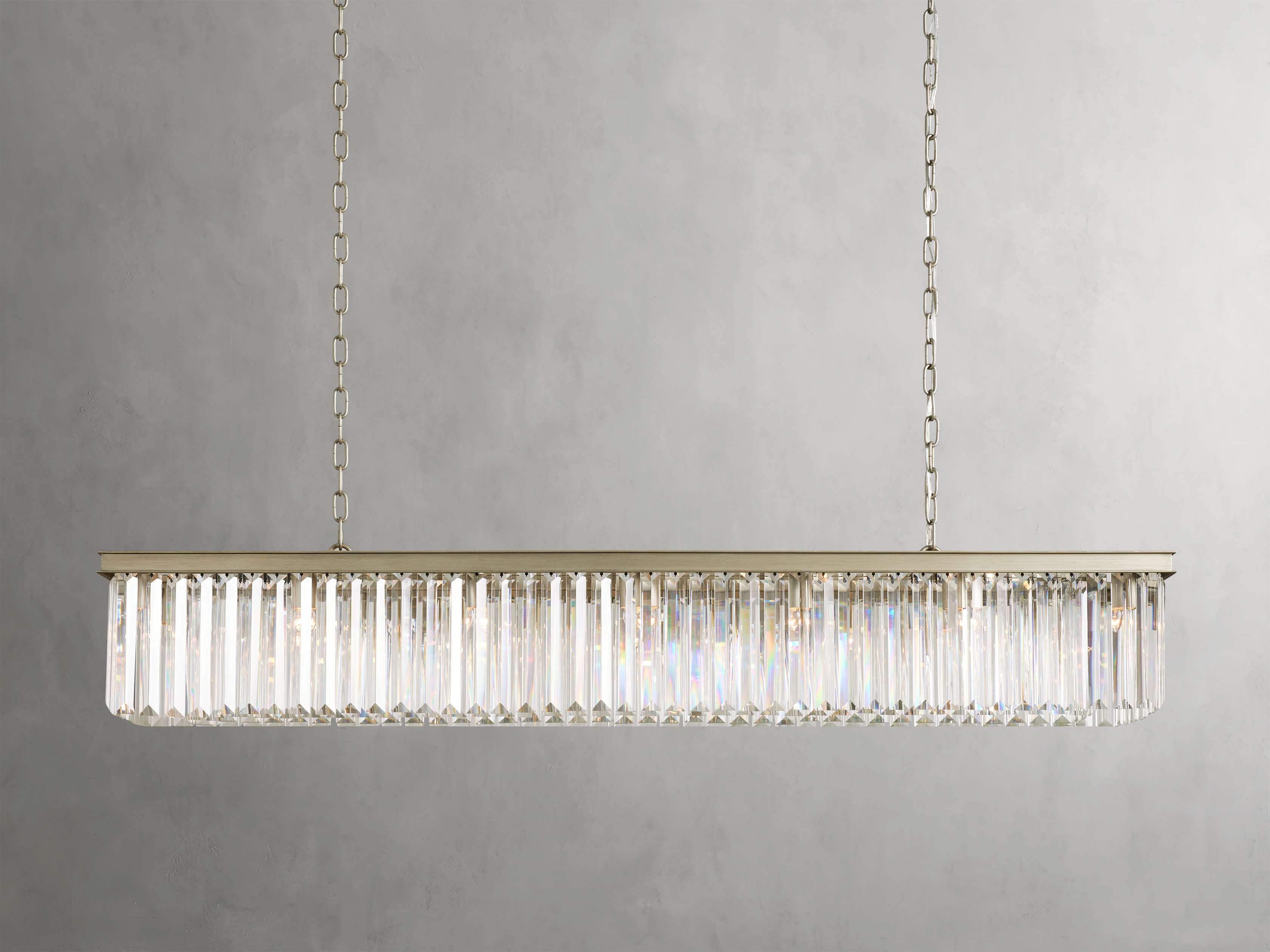 Leyland Rectangular Chandelier in Nickel