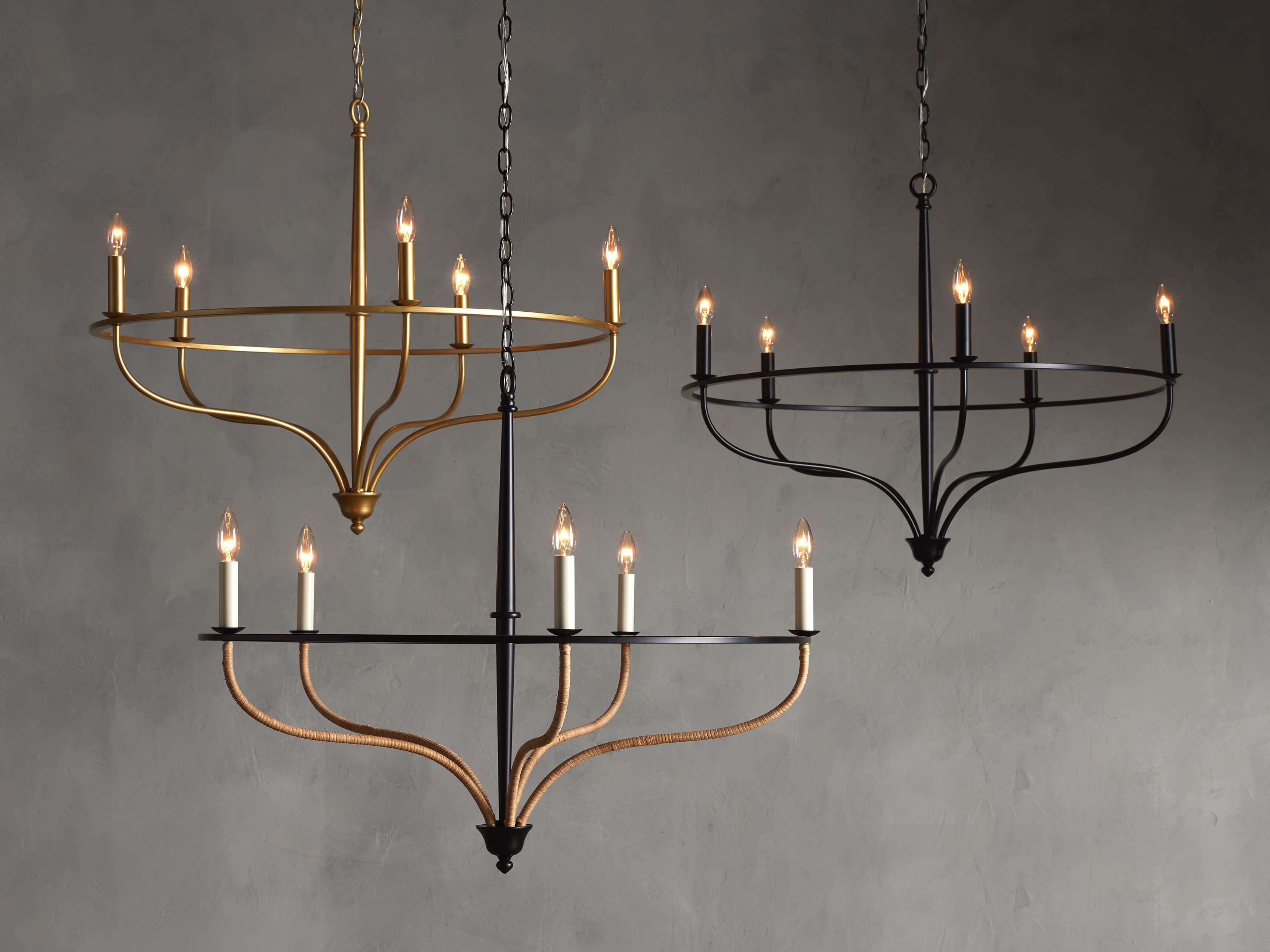 Losalind Rattan Chandelier in Black