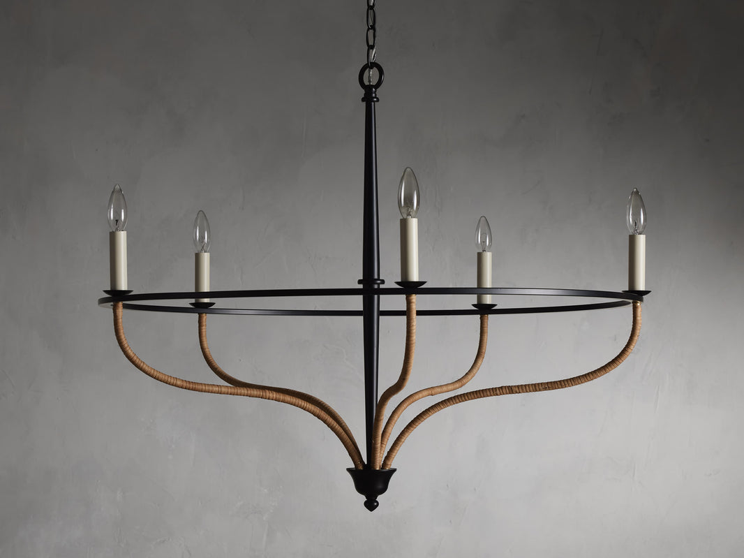 Losalind Rattan Chandelier in Black