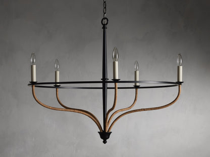 Losalind Rattan Chandelier in Black