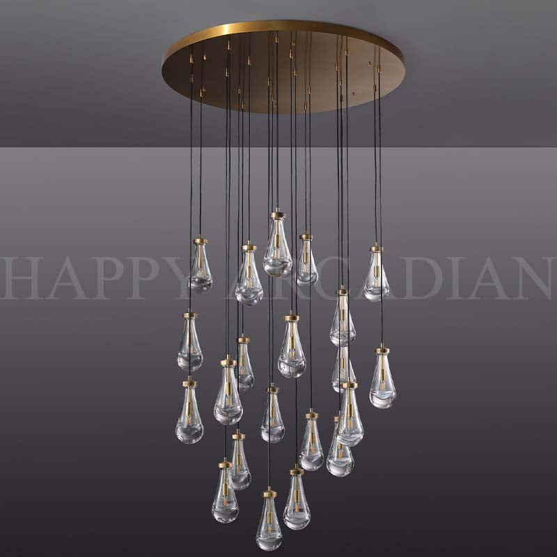 HA Raindrop Glass Round Chandelier 47"