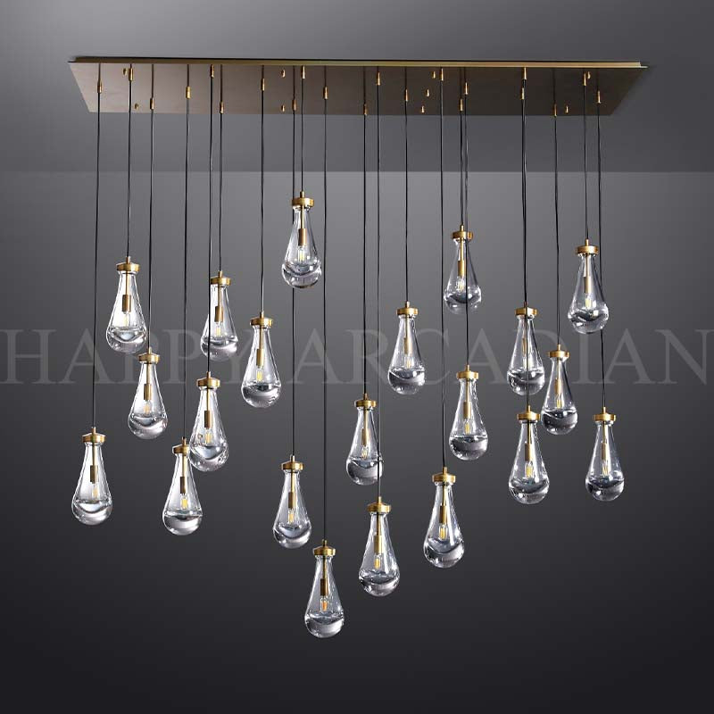 HA Raindrop Linear Chandelier Glass Chandelier 72″, 21-Lights