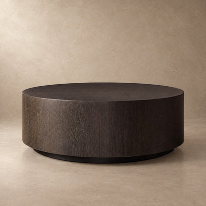 Oak Wood Round Plinth Coffee Table