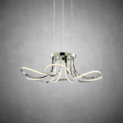 6 Petal Flower LED Strip Chandelier Chrome and Dimmable