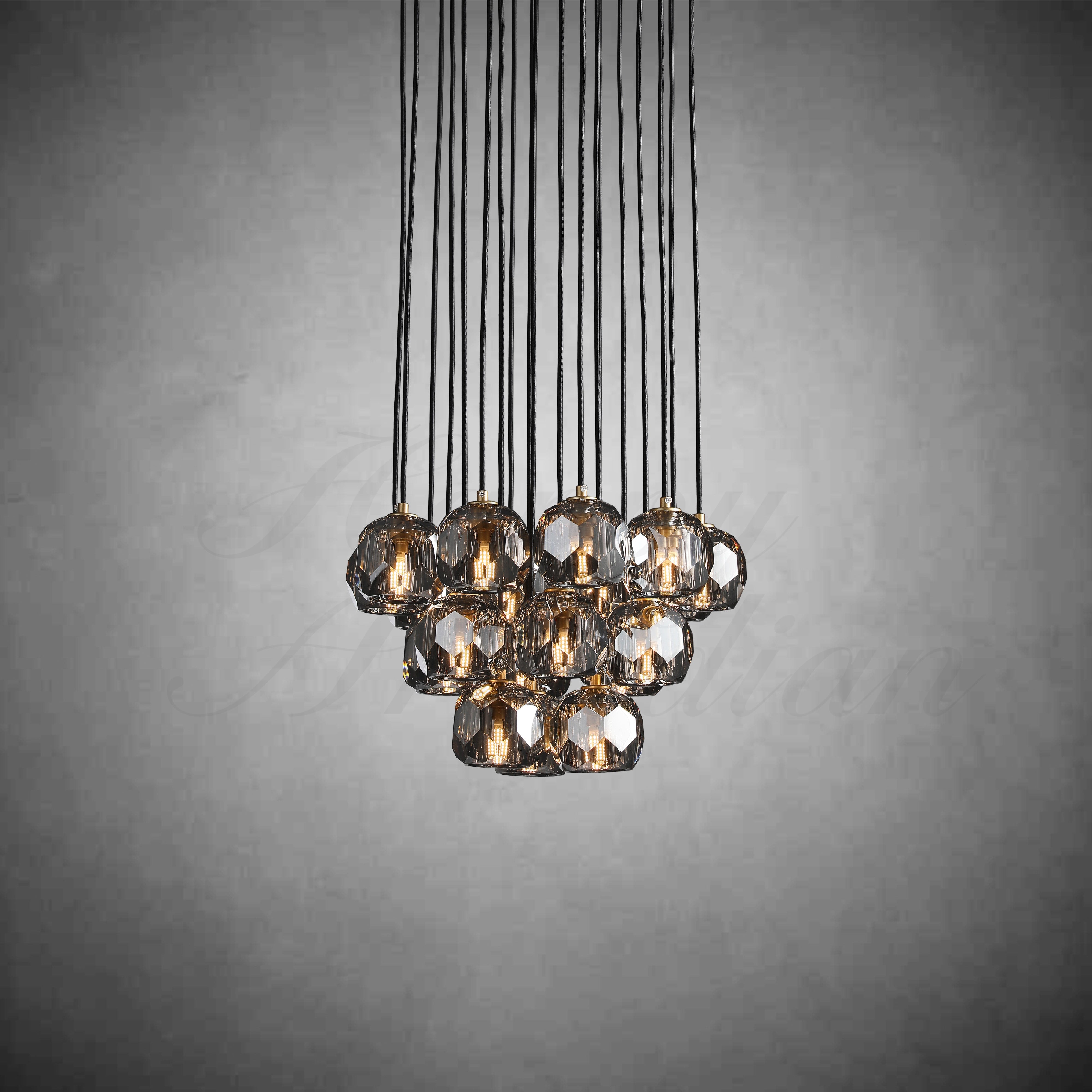 HA Bola De Crystal Round Cluster Chandelier 30" 40''