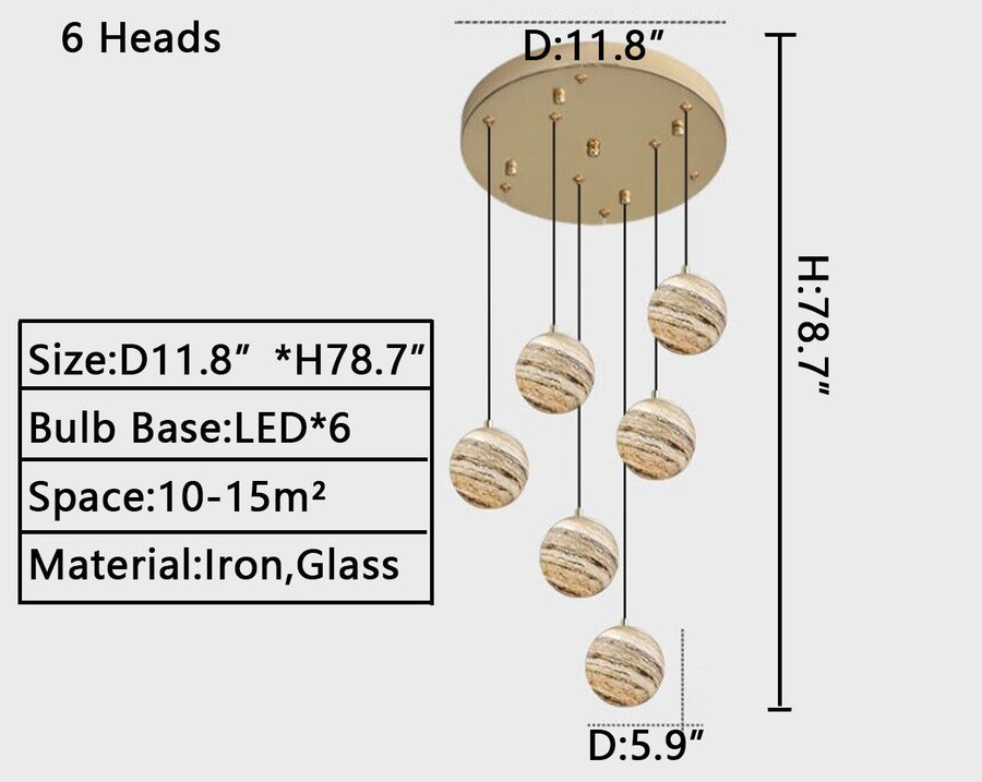 Nordic Planet Creative Long Ball Pendant Chandelier Staircase Foyer - Yovalighting