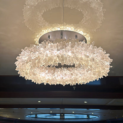 Geode Quartz Crystal Ring Chandelier 24"-47"
