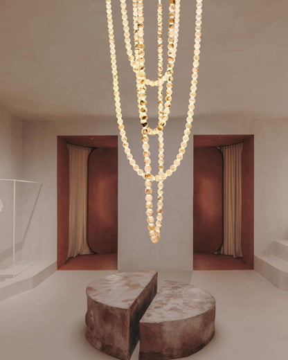 Pearl Necklace Alabaster Globe Beaded Linear Chandelier 40"-197"