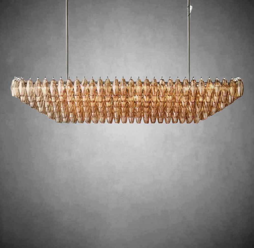 Eclipsia Glass Tired Rectangular Chandelier 54"74''