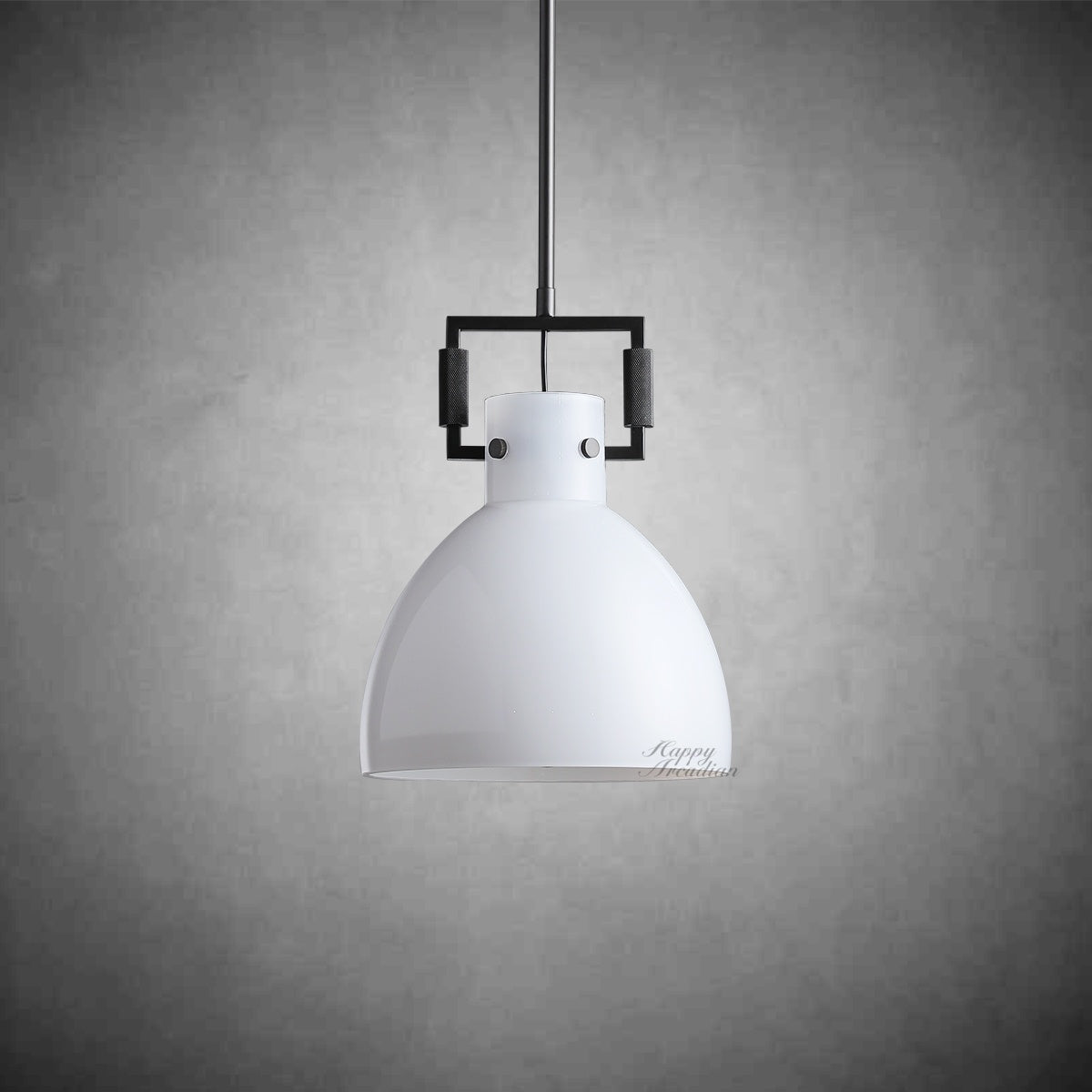 Machinist Milk Glass Cloche Pendant