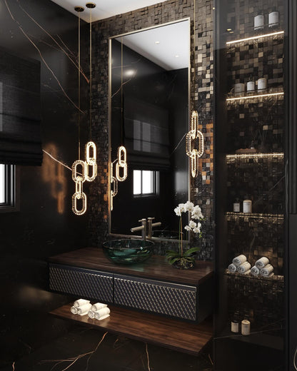 Luxury Crystal Chain Pendant Chandelier for High Ceilings