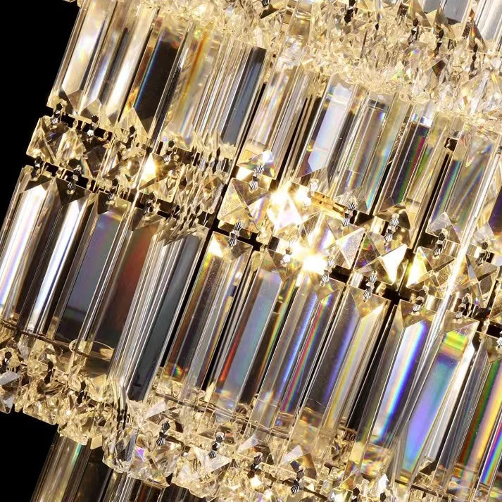 Extra Large Plaza Hall  Multi-Tier Crystal Chandelier Foyer Living Room Staircase Ceiling Lighting Fixture  In Chrome/Gold Finish