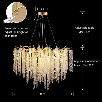 Branch Style Ceiling Light Crystal Icicle Chandelier