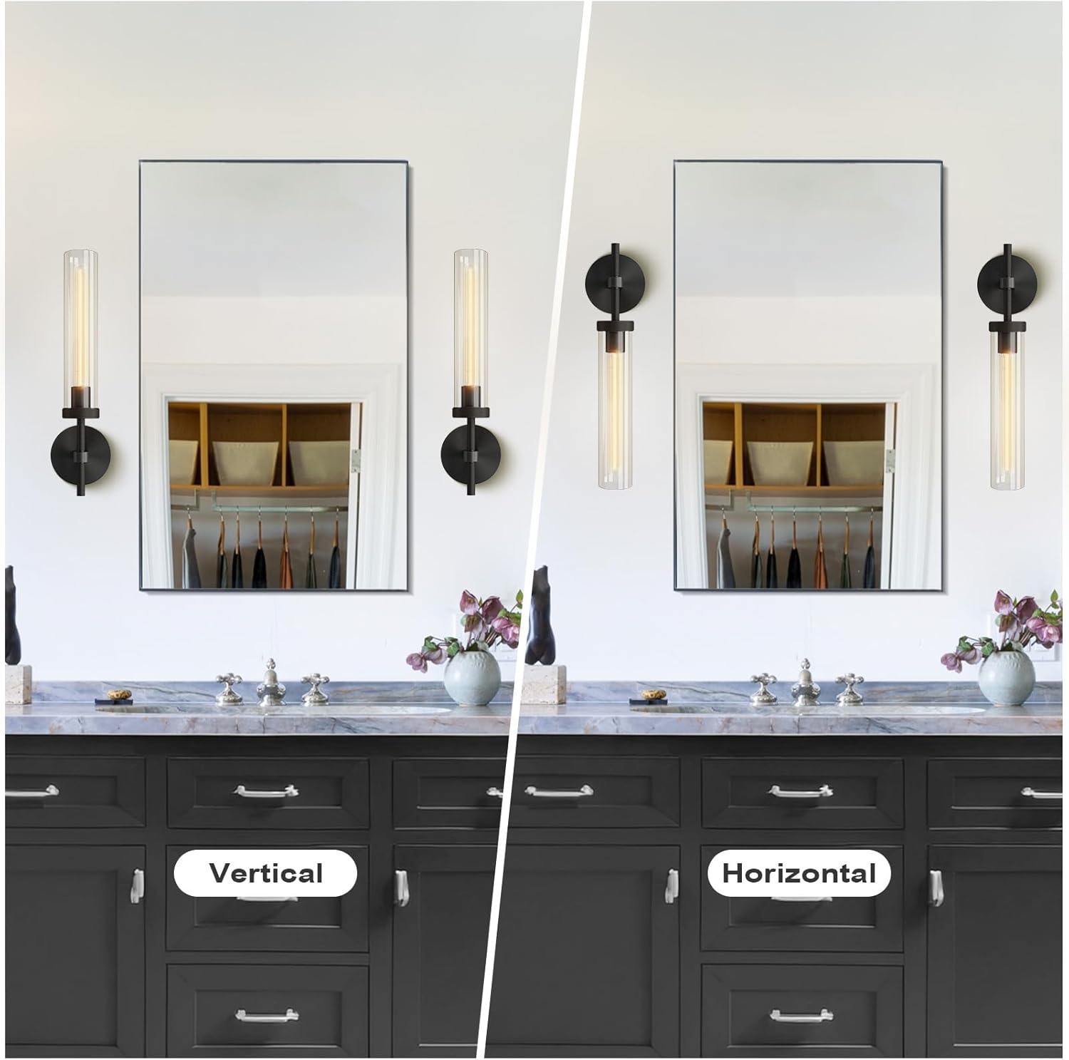 Black sconces Wall Lighting, 19" Knurling Bathroom Vanity Light Fixtures,Wall Lamp Modern Wall Lights for Mirror Living Room Hallway Staircase