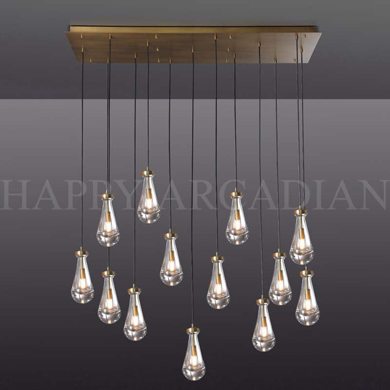 HA Raindrop Glass Linear Chandelier 54"