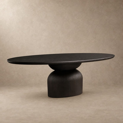 Hand-Sculpted Modern Oval Oak Dining Table