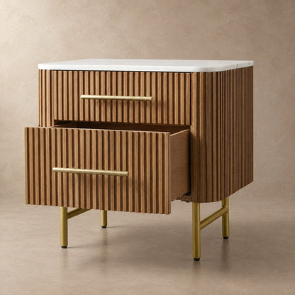 Double Drawer Bedside Chest with Stone Top