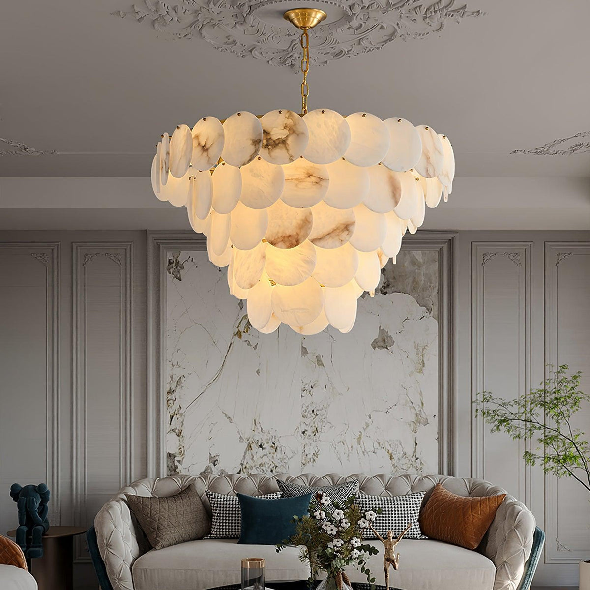 Alabaster Shell Brass Chandelier with 2/3/4/5/6 layer