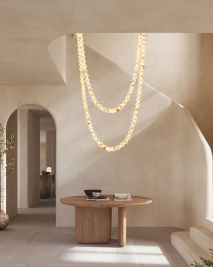 Pearl Necklace Alabaster Globe Beaded Linear Chandelier 40"-197"