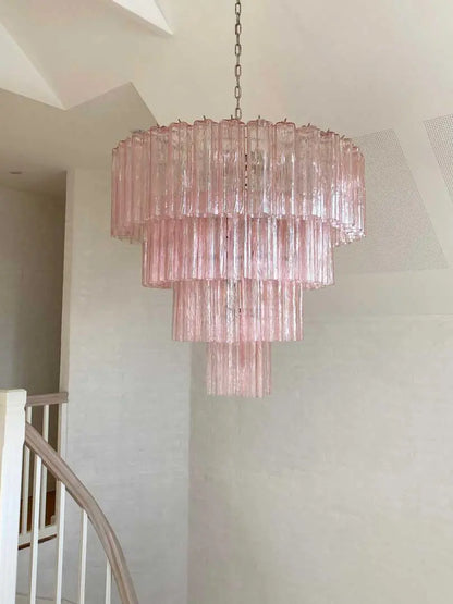 Pink Murano Glass 78-Tube Chandelier
