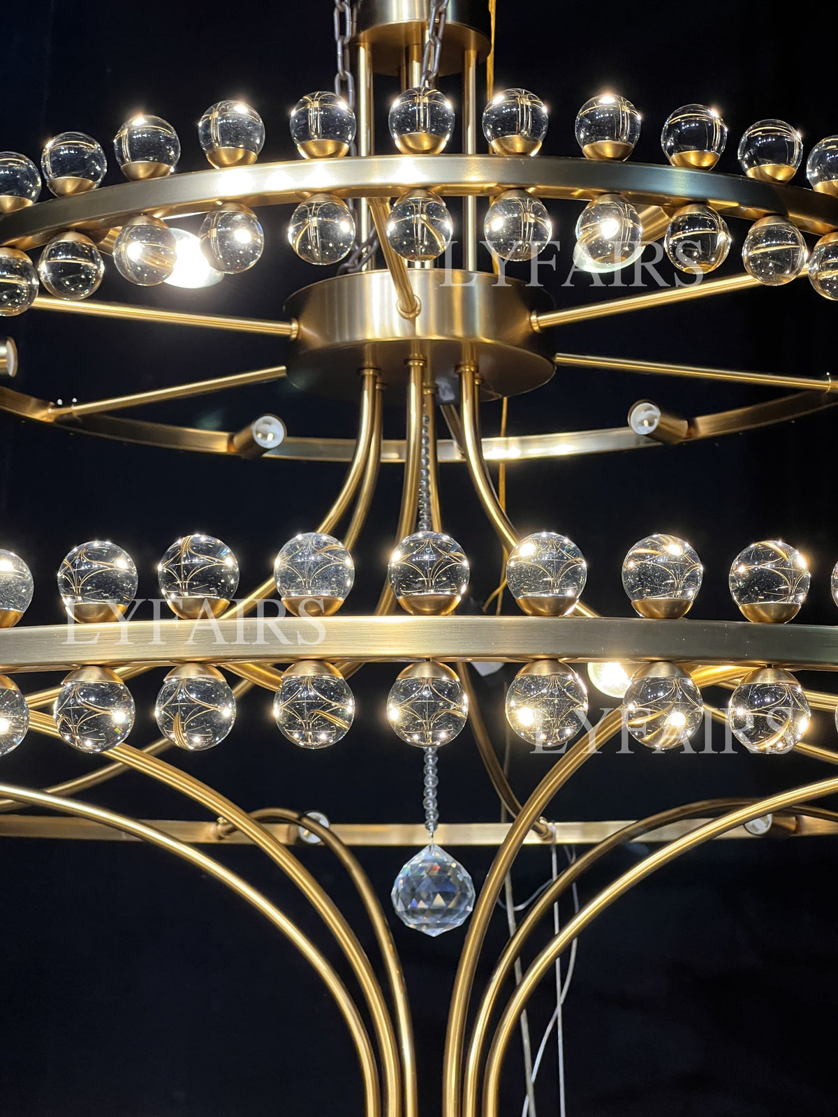 Modern 2/3 Ring Glass Ball Chandelier for Low-ceiling