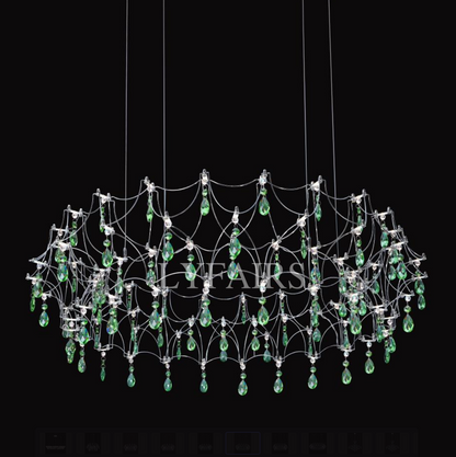 Shimmering Dreamcatcher Crystal Chandelier with Cascading Colorful Firefly-like Crystals