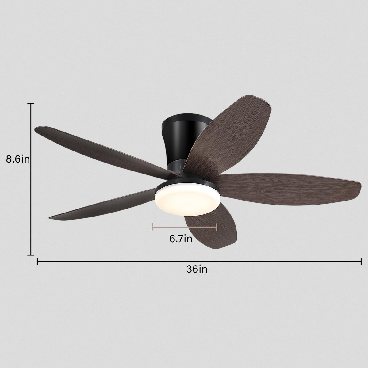 Indoor/Outdoor Recessed Black Ceiling Fan Light