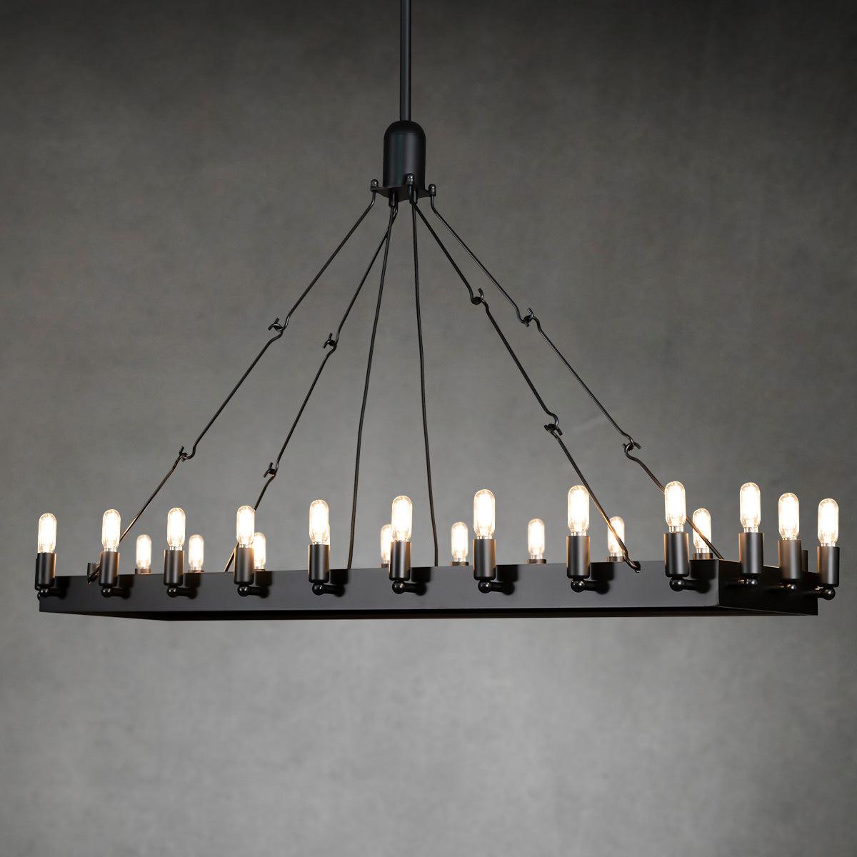 Radiant Vintage Filament Rectangle Chandelier 41''52''