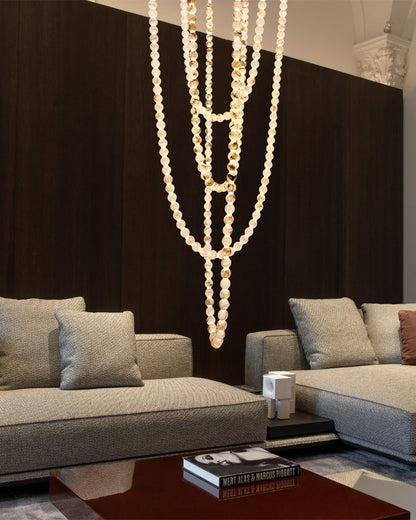 Pearl Necklace Alabaster Globe Beaded Linear Chandelier 40"-197"