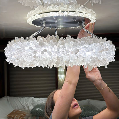 Geode Quartz Crystal Ring Chandelier 24"-47"