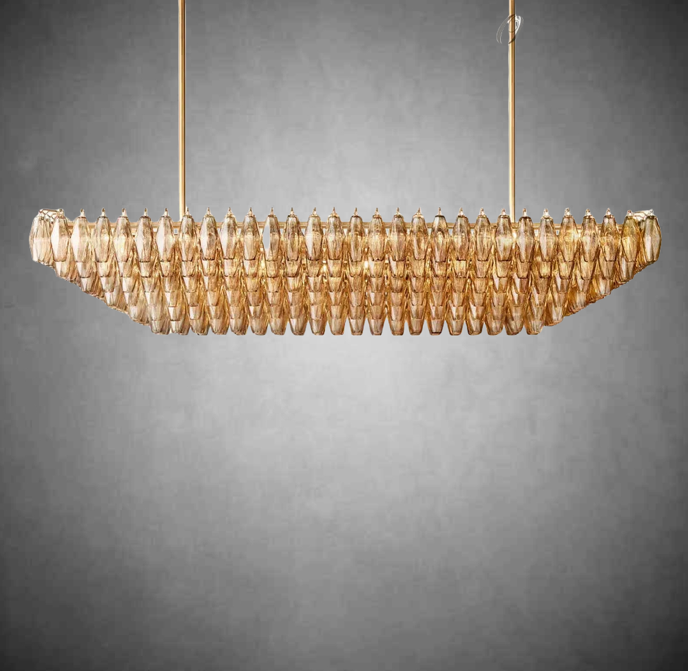 Eclipsia Glass Tired Rectangular Chandelier 54"74''