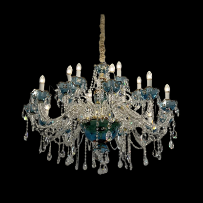 French Romantic Blue Crystal Designer Chandelier for Bedroom/Living Room/Dining Room
