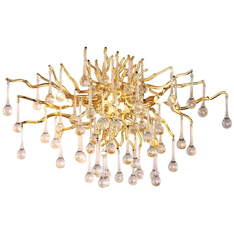 Gold Crystal Teardrop Wall Sconce with Bifurcated Design