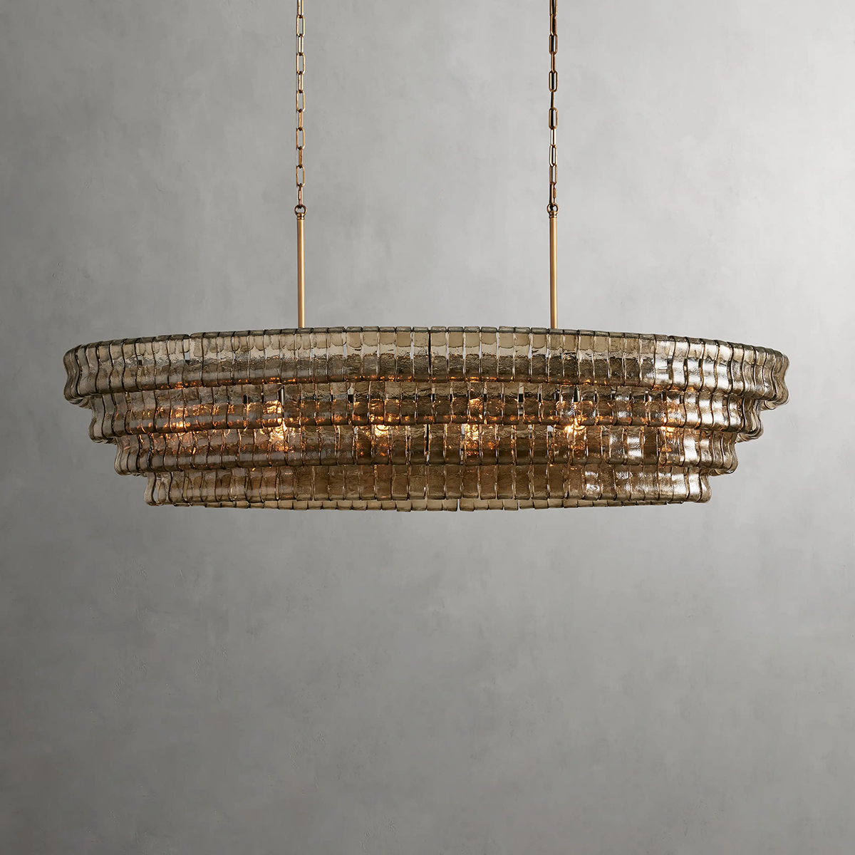 Ghiaccio Art Glass Oval Chandelier