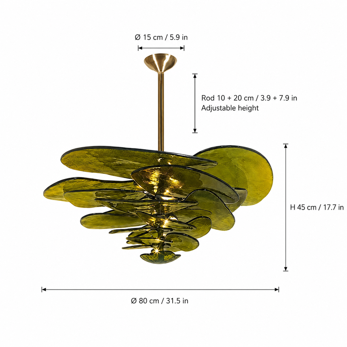 Petal Cascade Artisan Murano Chandelier 21.7"-39.4"