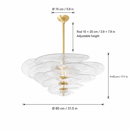 Petal Cascade Artisan Murano Chandelier 21.7"-39.4"