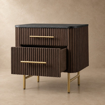 Double Drawer Bedside Chest with Stone Top