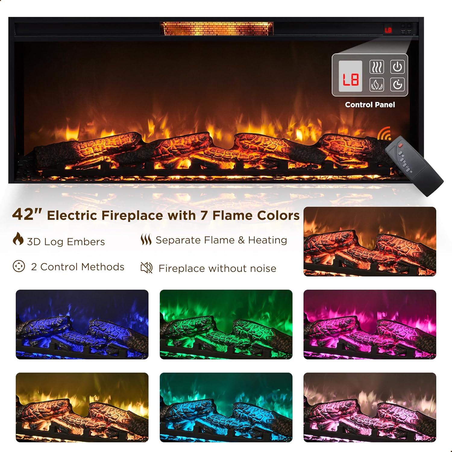 OKD Farmhouse Fireplace TV Stand for 80 Inch TVs
