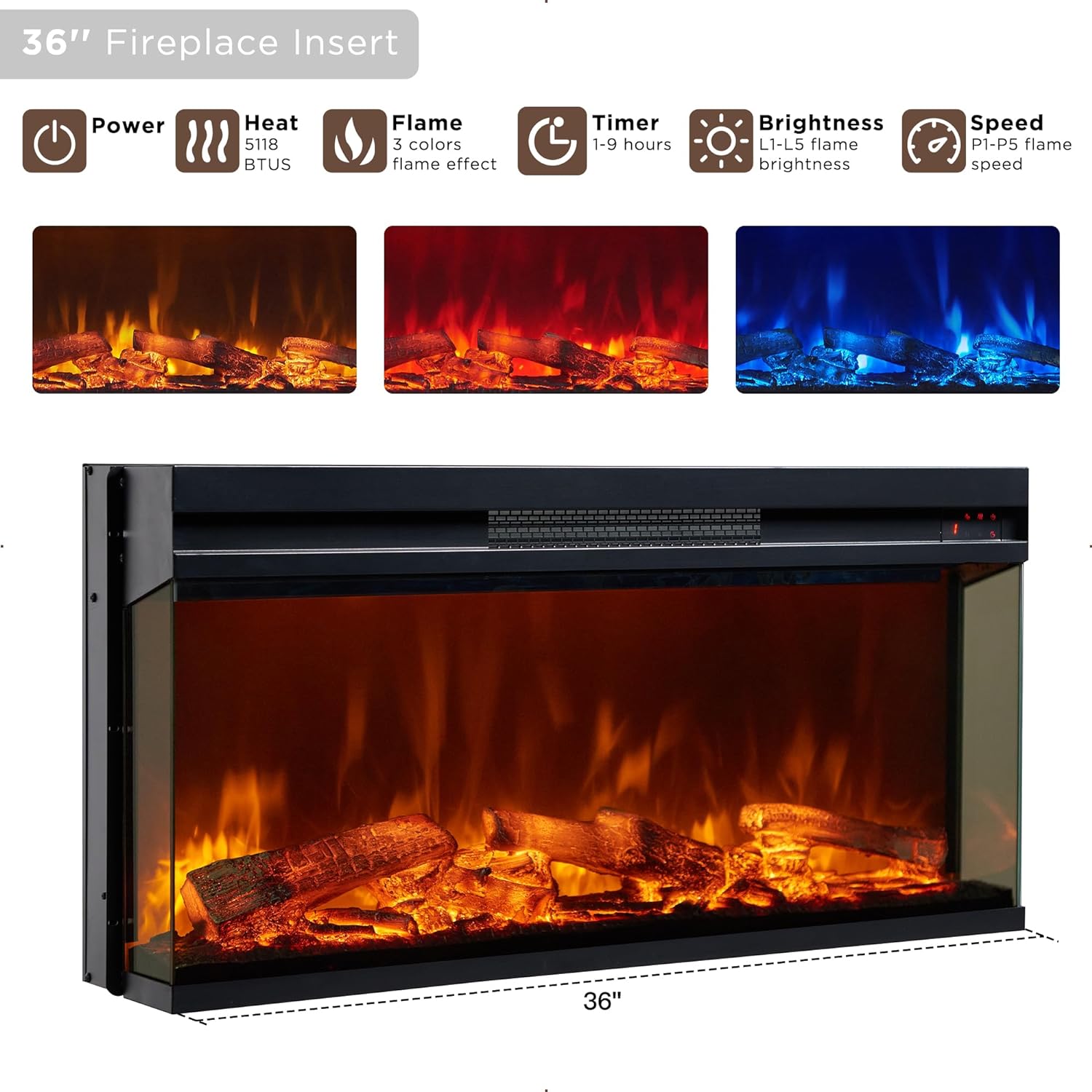 OKD Farmhouse Fireplace TV Stand - 70 Inch Entertainment Center