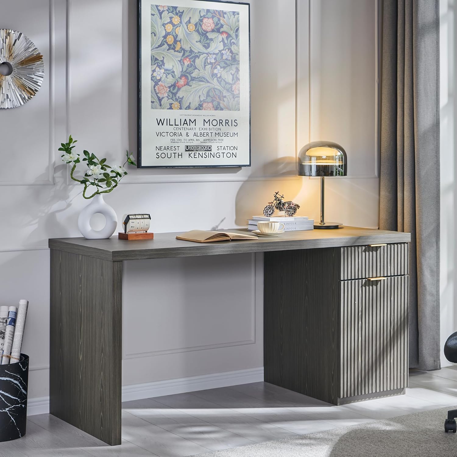 Modern 60" Executive Desk with Storage Cabinet and Drawer