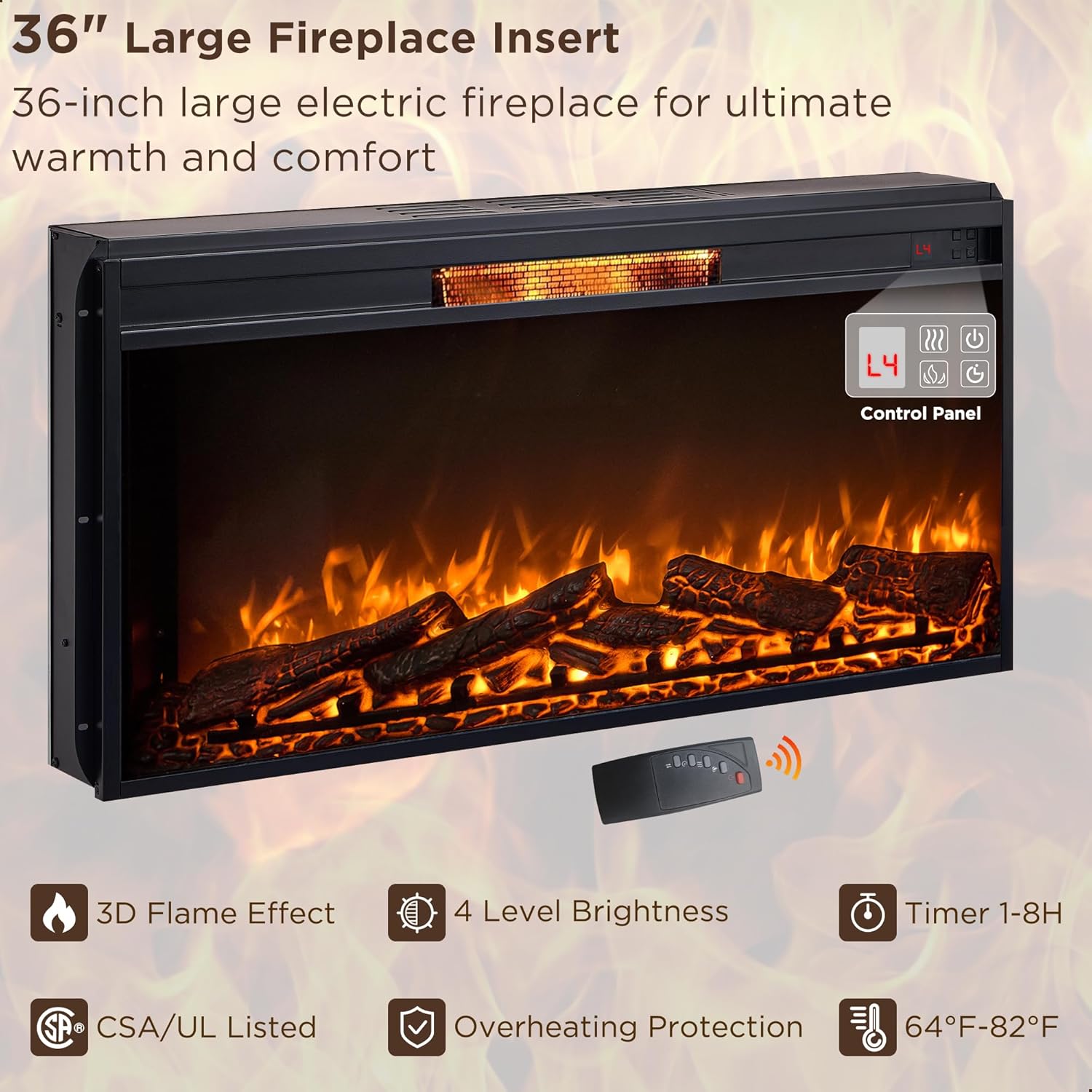 Farmhouse Fireplace TV Stand for 80 Inch TV with Storage