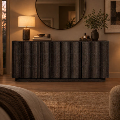 Reeded Oak Dresser with Curved Contours
