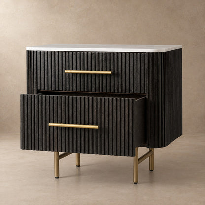 Double Drawer Bedside Chest with Stone Top